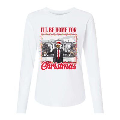 ILl Be Home For Christmas Santa Funny Trump Xmas Womens Cotton Relaxed Long Sleeve T-Shirt