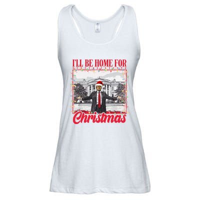 ILl Be Home For Christmas Santa Funny Trump Xmas Ladies Essential Flowy Tank