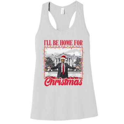 ILl Be Home For Christmas Santa Funny Trump Xmas Women's Racerback Tank