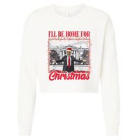 ILl Be Home For Christmas Santa Funny Trump Xmas Cropped Pullover Crew