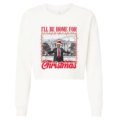 ILl Be Home For Christmas Santa Funny Trump Xmas Cropped Pullover Crew