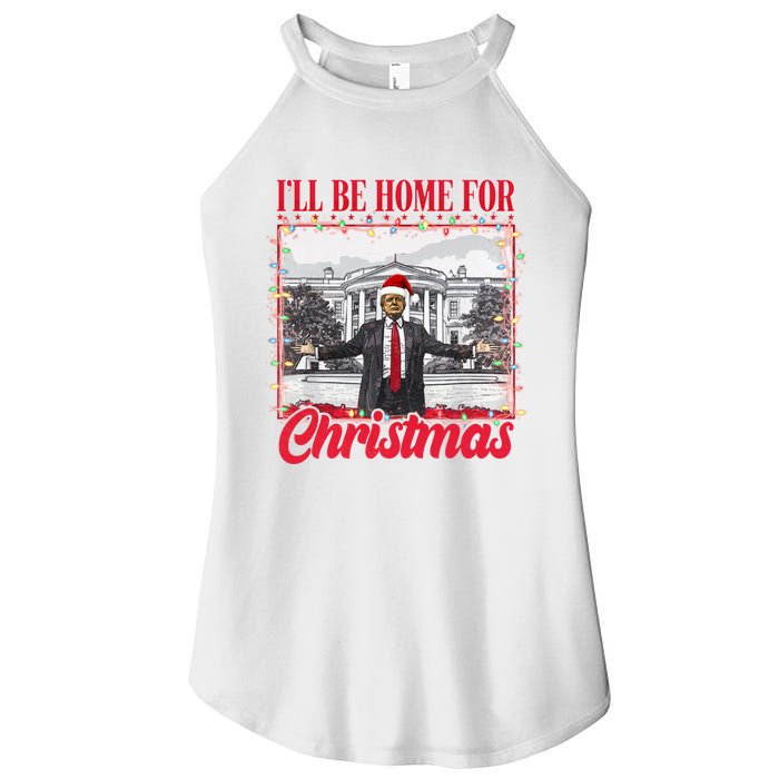 ILl Be Home For Christmas Santa Funny Trump Xmas Women's Perfect Tri Rocker Tank