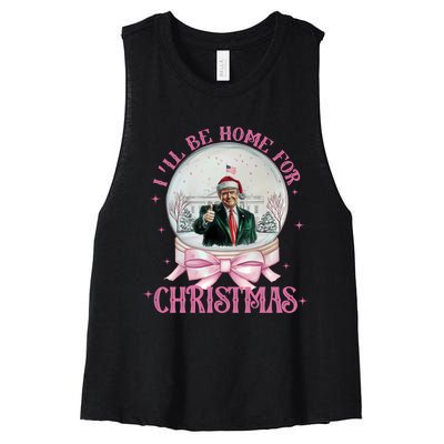 ILl Be Home For Christmas Trump Xmas 2024 Sweat Women's Racerback Cropped Tank