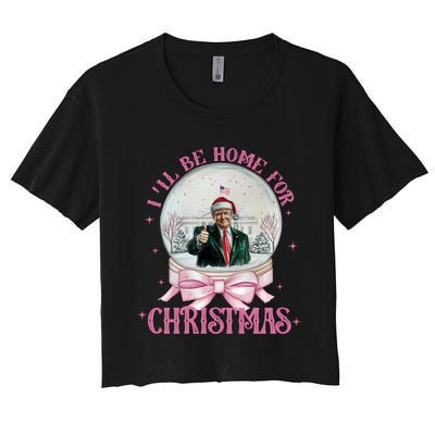 ILl Be Home For Christmas Trump Xmas 2024 Sweat Women's Crop Top Tee