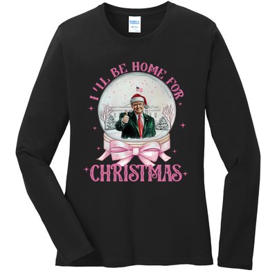 ILl Be Home For Christmas Trump Xmas 2024 Sweat Ladies Long Sleeve Shirt