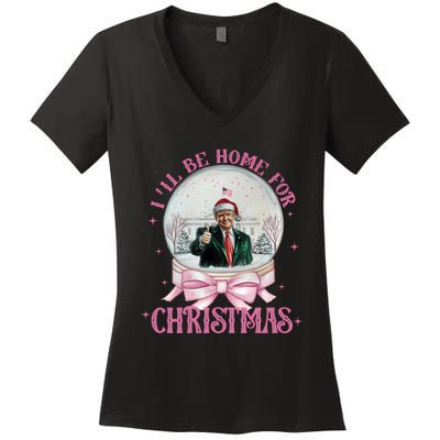 ILl Be Home For Christmas Trump Xmas 2024 Sweat Women's V-Neck T-Shirt