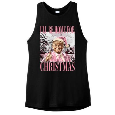 ILl Be Home For Christmas Santa Funny Trump Xmas Pajamas Ladies PosiCharge Tri-Blend Wicking Tank