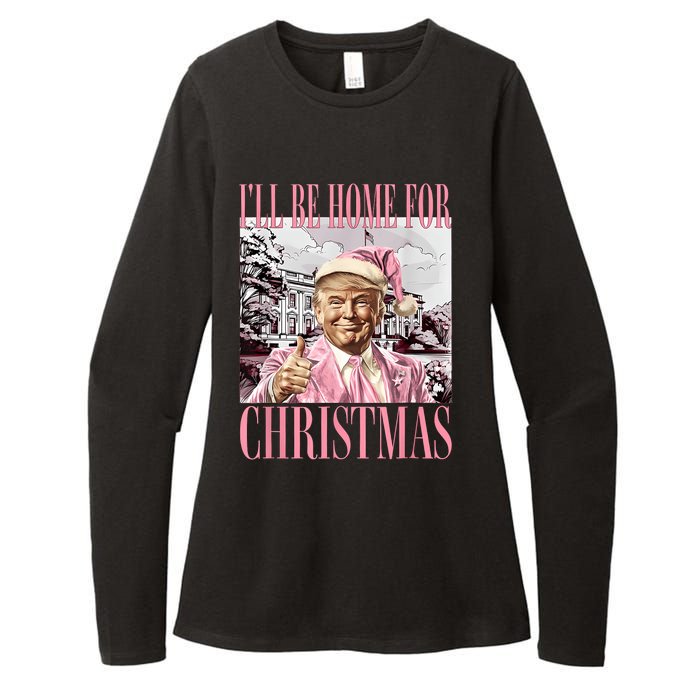 ILl Be Home For Christmas Santa Funny Trump Xmas Pajamas Womens CVC Long Sleeve Shirt