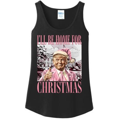 ILl Be Home For Christmas Santa Funny Trump Xmas Pajamas Ladies Essential Tank