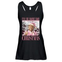 ILl Be Home For Christmas Santa Funny Trump Xmas Pajamas Ladies Essential Flowy Tank