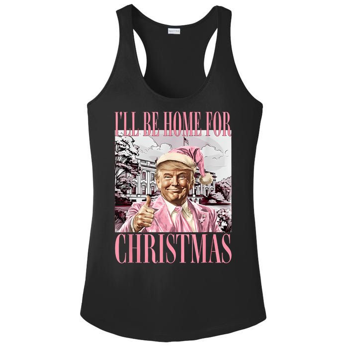 ILl Be Home For Christmas Santa Funny Trump Xmas Pajamas Ladies PosiCharge Competitor Racerback Tank