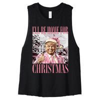 ILl Be Home For Christmas Santa Funny Trump Xmas Pajamas Women's Racerback Cropped Tank