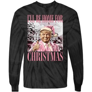 ILl Be Home For Christmas Santa Funny Trump Xmas Pajamas Tie-Dye Long Sleeve Shirt