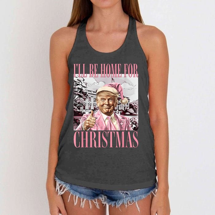 ILl Be Home For Christmas Santa Funny Trump Xmas Pajamas Women's Knotted Racerback Tank