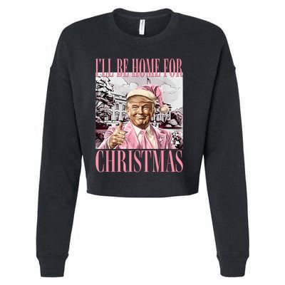 ILl Be Home For Christmas Santa Funny Trump Xmas Pajamas Cropped Pullover Crew