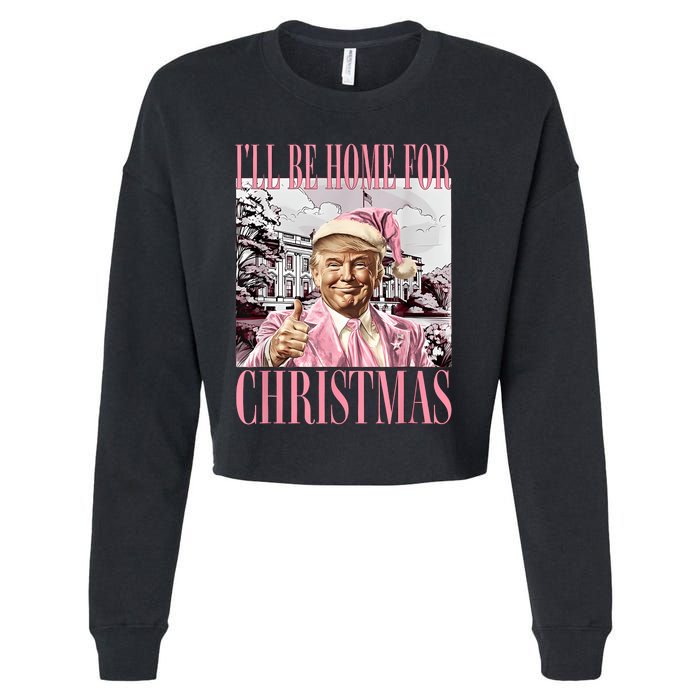 ILl Be Home For Christmas Santa Funny Trump Xmas Pajamas Cropped Pullover Crew