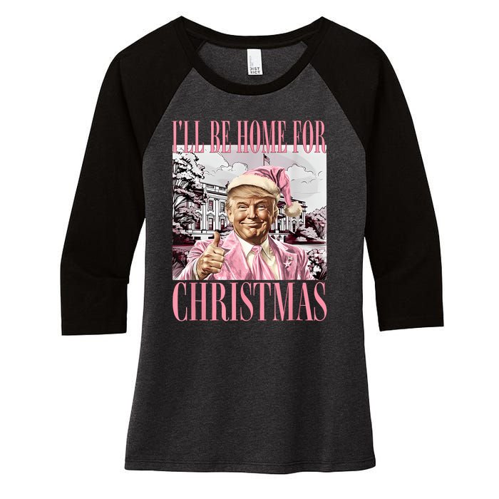 ILl Be Home For Christmas Santa Funny Trump Xmas Pajamas Women's Tri-Blend 3/4-Sleeve Raglan Shirt