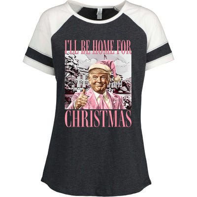 ILl Be Home For Christmas Santa Funny Trump Xmas Pajamas Enza Ladies Jersey Colorblock Tee