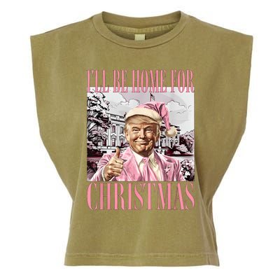 ILl Be Home For Christmas Santa Funny Trump Xmas Pajamas Garment-Dyed Women's Muscle Tee