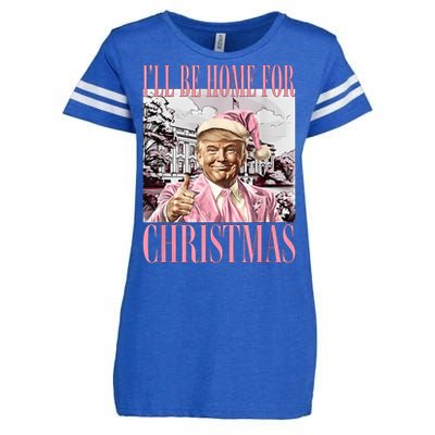 ILl Be Home For Christmas Santa Funny Trump Xmas Pajamas Enza Ladies Jersey Football T-Shirt