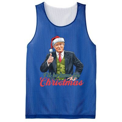 ILl Be Home For Christmas Santa Funny Trump Xmas Mesh Reversible Basketball Jersey Tank