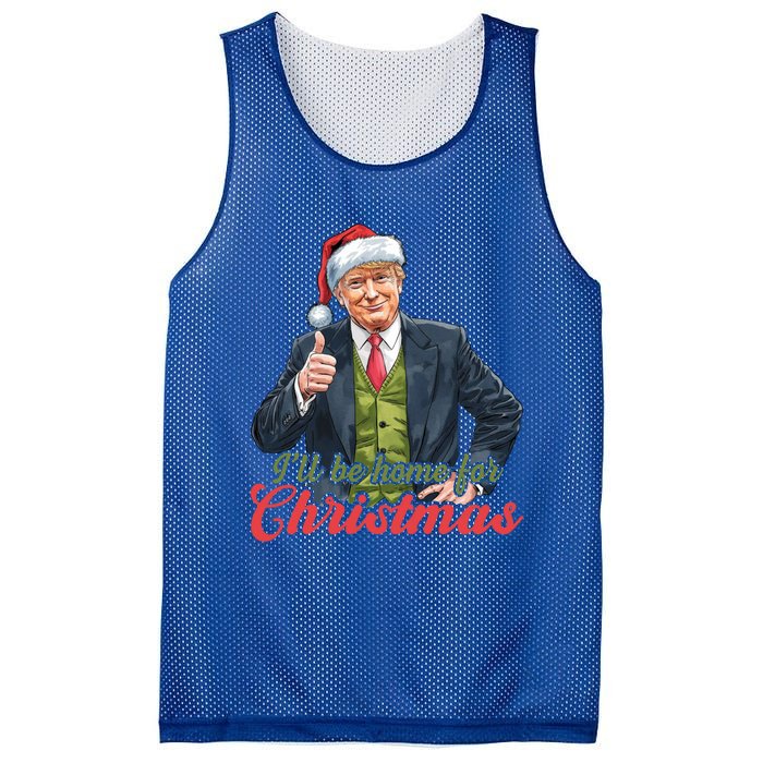 ILl Be Home For Christmas Santa Funny Trump Xmas Mesh Reversible Basketball Jersey Tank