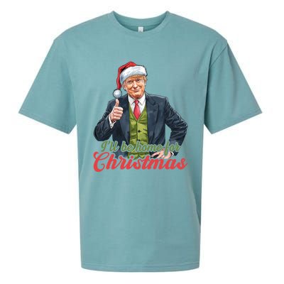 ILl Be Home For Christmas Santa Funny Trump Xmas Sueded Cloud Jersey T-Shirt