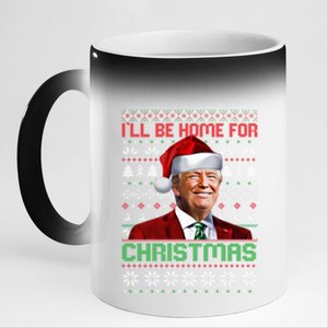 ILl Be Home For Christmas Funny Santa Trump Pajamas Ugly Cute Gift 11oz Black Color Changing Mug