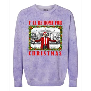 ILl Be Home For Christmas Funny Santa Claus Trump 2024 Colorblast Crewneck Sweatshirt