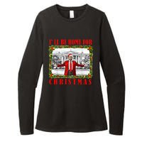 ILl Be Home For Christmas Funny Santa Claus Trump 2024 Womens CVC Long Sleeve Shirt