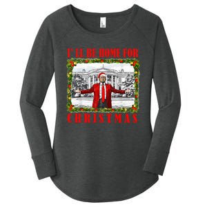 ILl Be Home For Christmas Funny Santa Claus Trump 2024 Women's Perfect Tri Tunic Long Sleeve Shirt