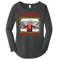 ILl Be Home For Christmas Funny Santa Claus Trump 2024 Women's Perfect Tri Tunic Long Sleeve Shirt