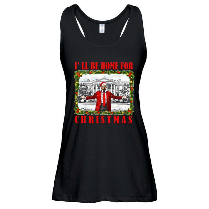 ILl Be Home For Christmas Funny Santa Claus Trump 2024 Ladies Essential Flowy Tank