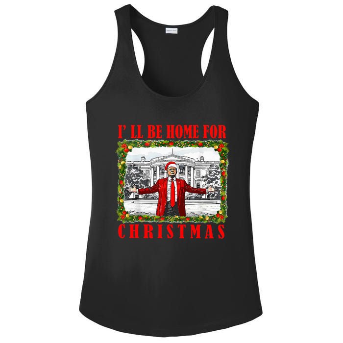 ILl Be Home For Christmas Funny Santa Claus Trump 2024 Ladies PosiCharge Competitor Racerback Tank