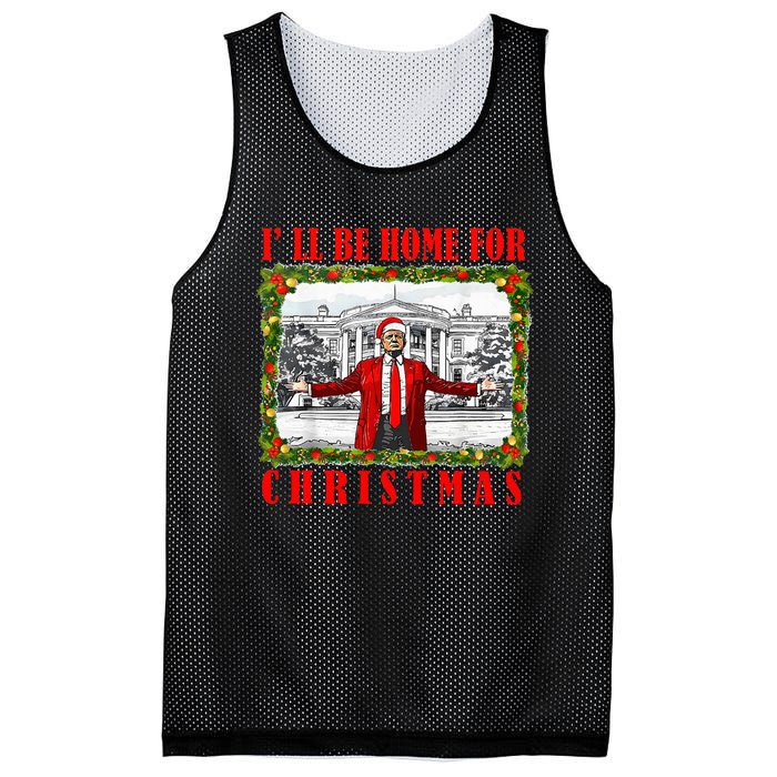 ILl Be Home For Christmas Funny Santa Claus Trump 2024 Mesh Reversible Basketball Jersey Tank