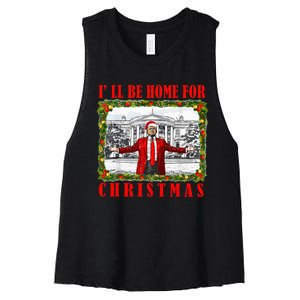 ILl Be Home For Christmas Funny Santa Claus Trump 2024 Women's Racerback Cropped Tank