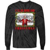 ILl Be Home For Christmas Funny Santa Claus Trump 2024 Tie-Dye Long Sleeve Shirt