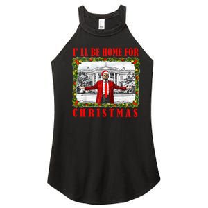 ILl Be Home For Christmas Funny Santa Claus Trump 2024 Women's Perfect Tri Rocker Tank