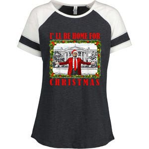 ILl Be Home For Christmas Funny Santa Claus Trump 2024 Enza Ladies Jersey Colorblock Tee