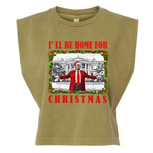 ILl Be Home For Christmas Funny Santa Claus Trump 2024 Garment-Dyed Women's Muscle Tee