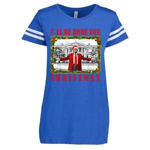 ILl Be Home For Christmas Funny Santa Claus Trump 2024 Enza Ladies Jersey Football T-Shirt