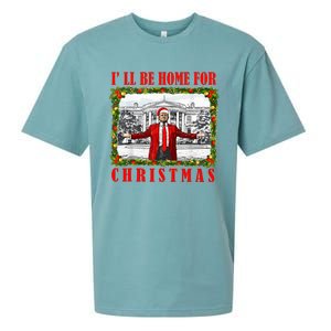 ILl Be Home For Christmas Funny Santa Claus Trump 2024 Sueded Cloud Jersey T-Shirt