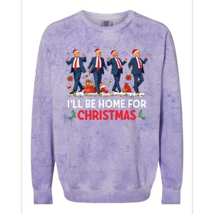 ILl Be Home For Christmas Santa Funny Trump Xmas Pajamas Colorblast Crewneck Sweatshirt