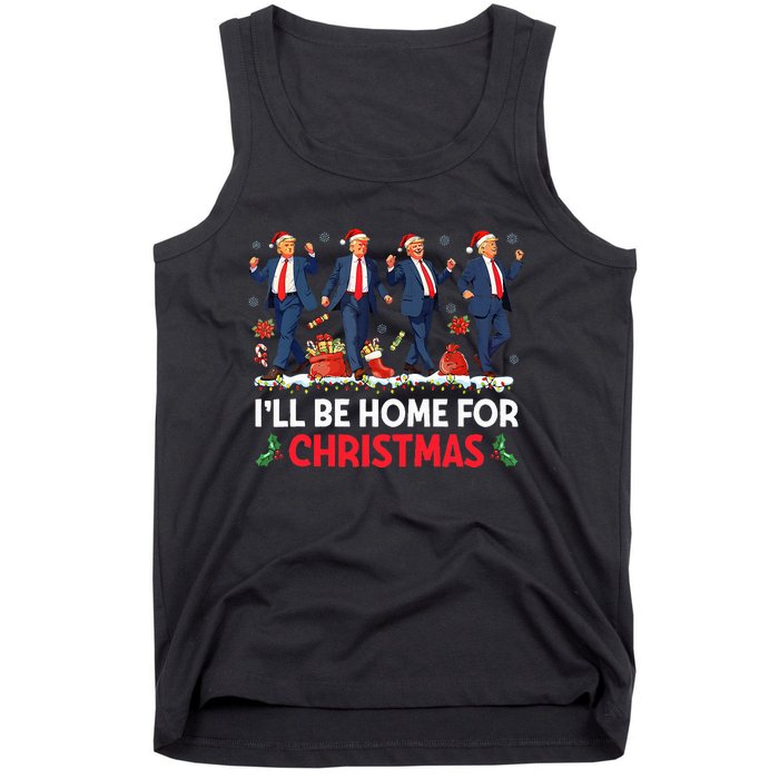 ILl Be Home For Christmas Santa Funny Trump Xmas Pajamas Tank Top