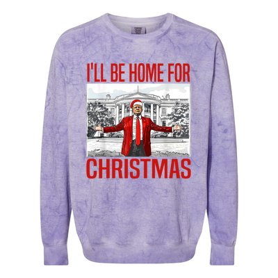 ILl Be Home For Christmas Xmas Trump Pajamas Holiday Santa Colorblast Crewneck Sweatshirt