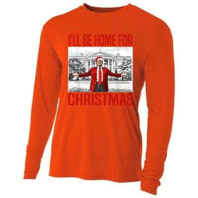 ILl Be Home For Christmas Xmas Trump Pajamas Holiday Santa Cooling Performance Long Sleeve Crew