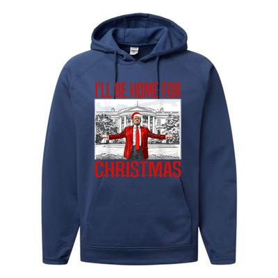 ILl Be Home For Christmas Xmas Trump Pajamas Holiday Santa Performance Fleece Hoodie