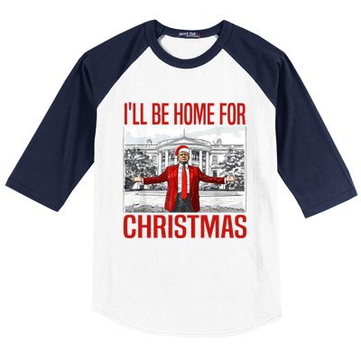 ILl Be Home For Christmas Xmas Trump Pajamas Holiday Santa Baseball Sleeve Shirt