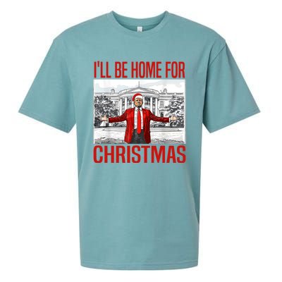 ILl Be Home For Christmas Xmas Trump Pajamas Holiday Santa Sueded Cloud Jersey T-Shirt