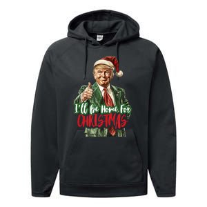 ILl Be Home For Christmas Santa Trump Xmas Pajamas Funny Performance Fleece Hoodie